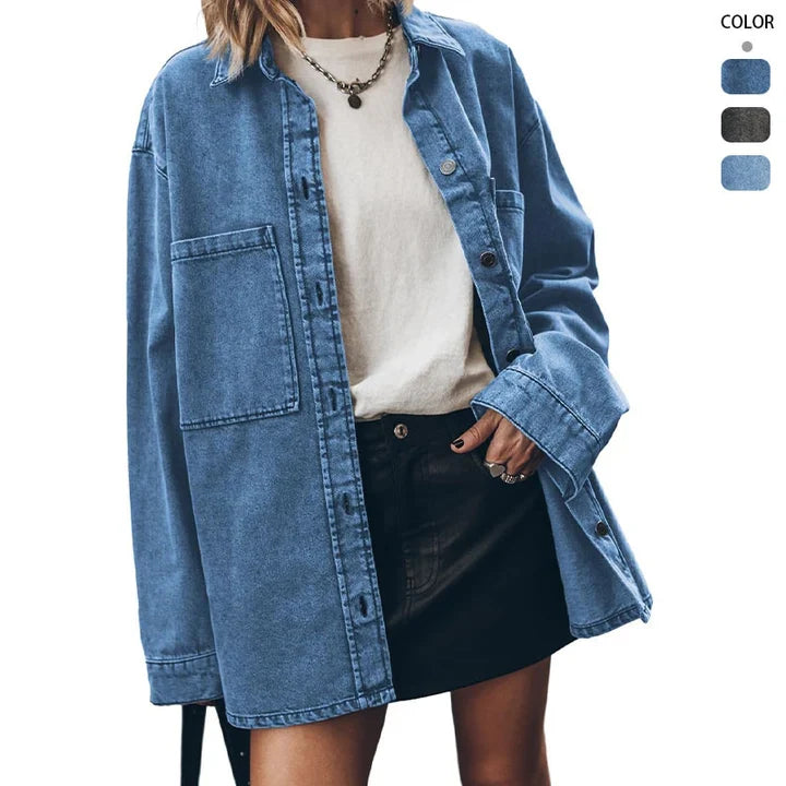 Damen Oversized Jeanshemd