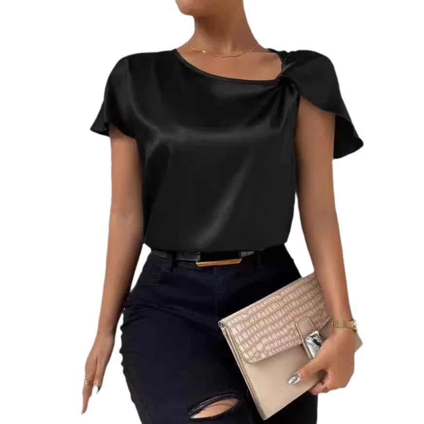 Damen Elegantes Top mit asymmetrischem Schnitt und feinem Glanz