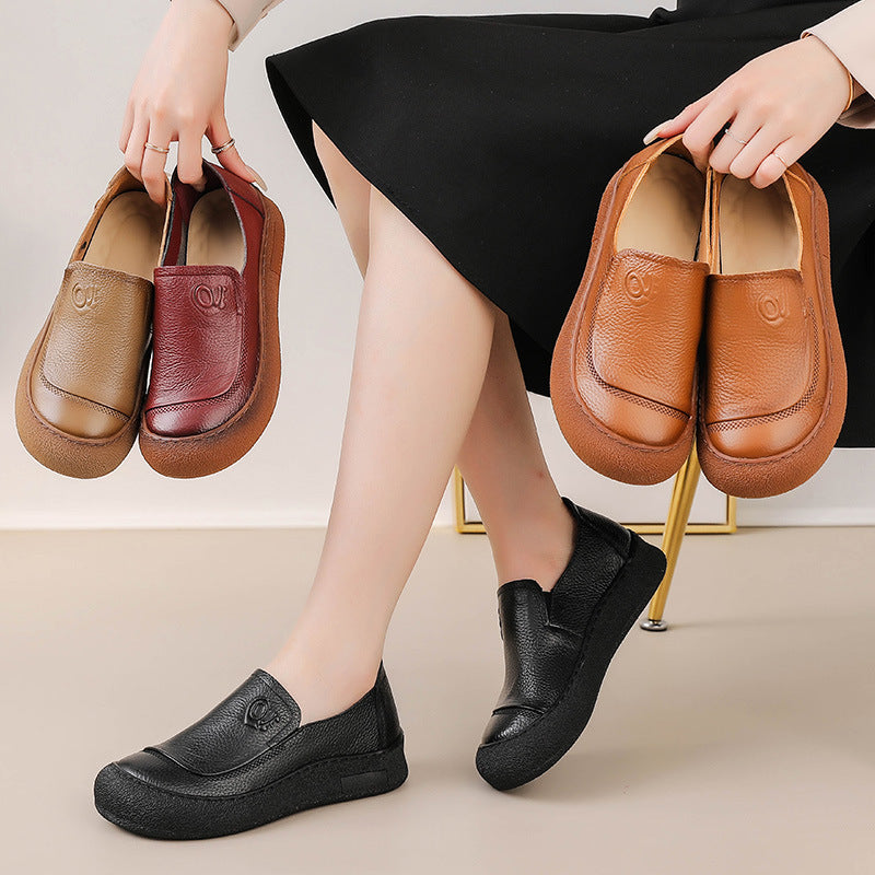 Handgefertigte Damenschuhe mit runder Zehenpartie