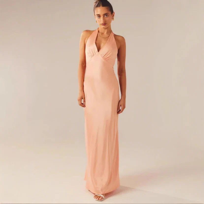 Damen Elegantes Wickelkleid mit V-Ausschnitt und schmalem, fließendem Schnitt