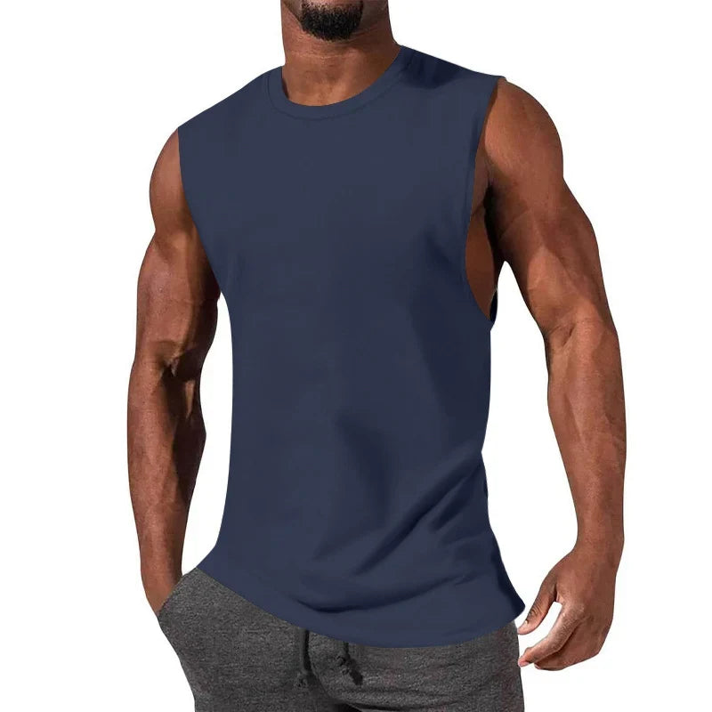 Herren nan athletisches Tanktop mit extra tiefem Armanschnitt und elastischem Baumwollmix