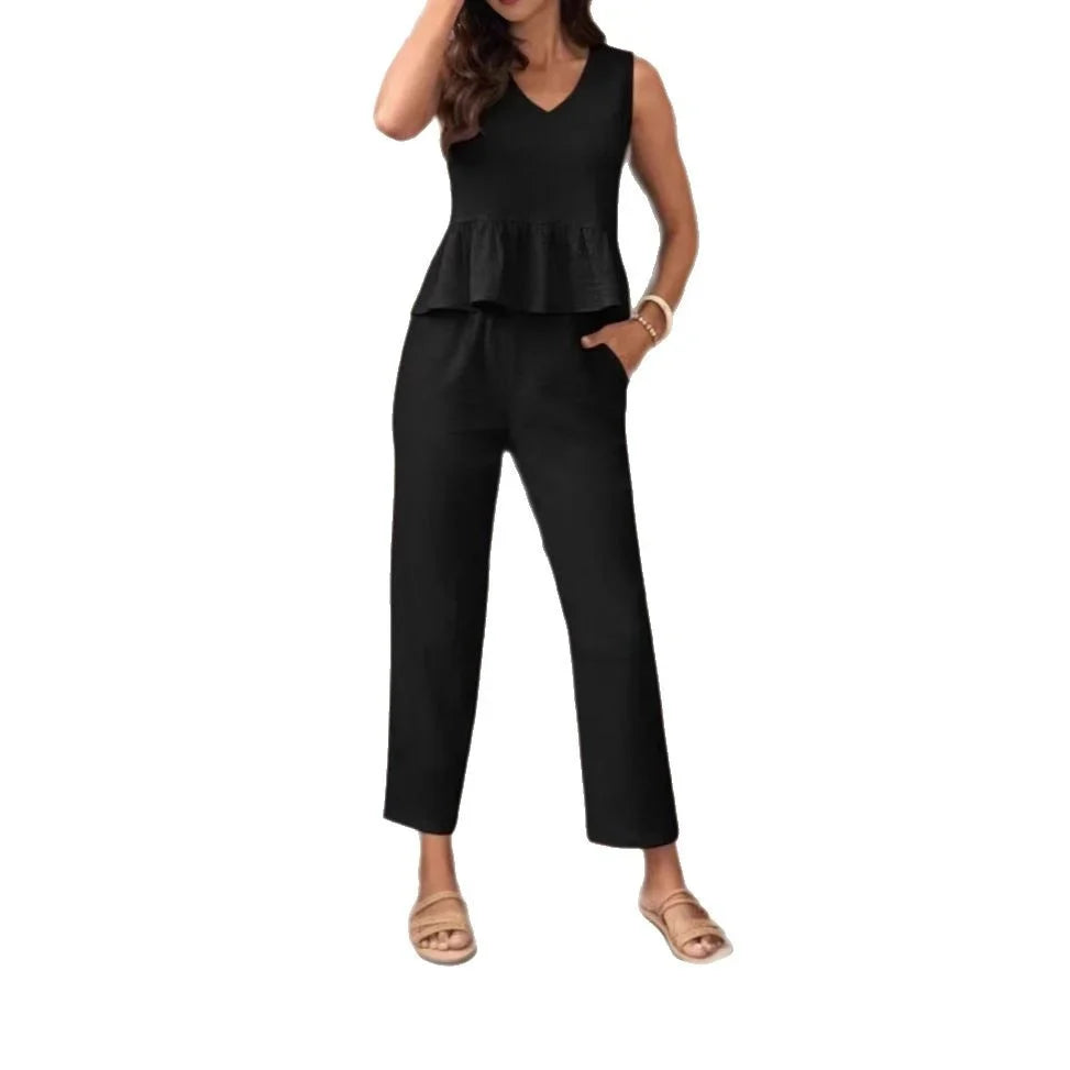 Damen Eleganter Jumpsuit mit modernen Raffungen und lässigem Schnitt Heidi-Mode
