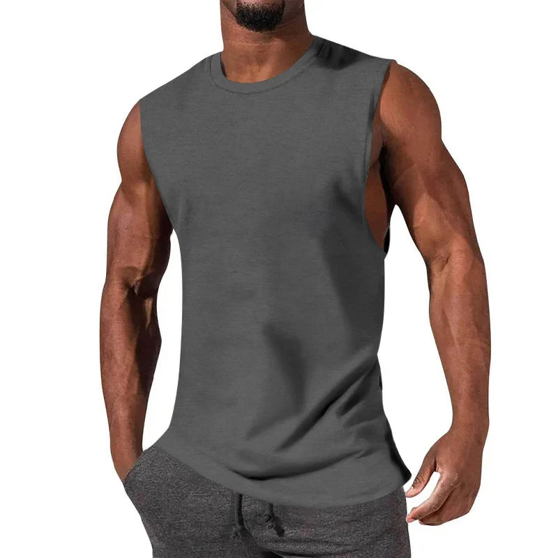 Herren nan athletisches Tanktop mit extra tiefem Armanschnitt und elastischem Baumwollmix