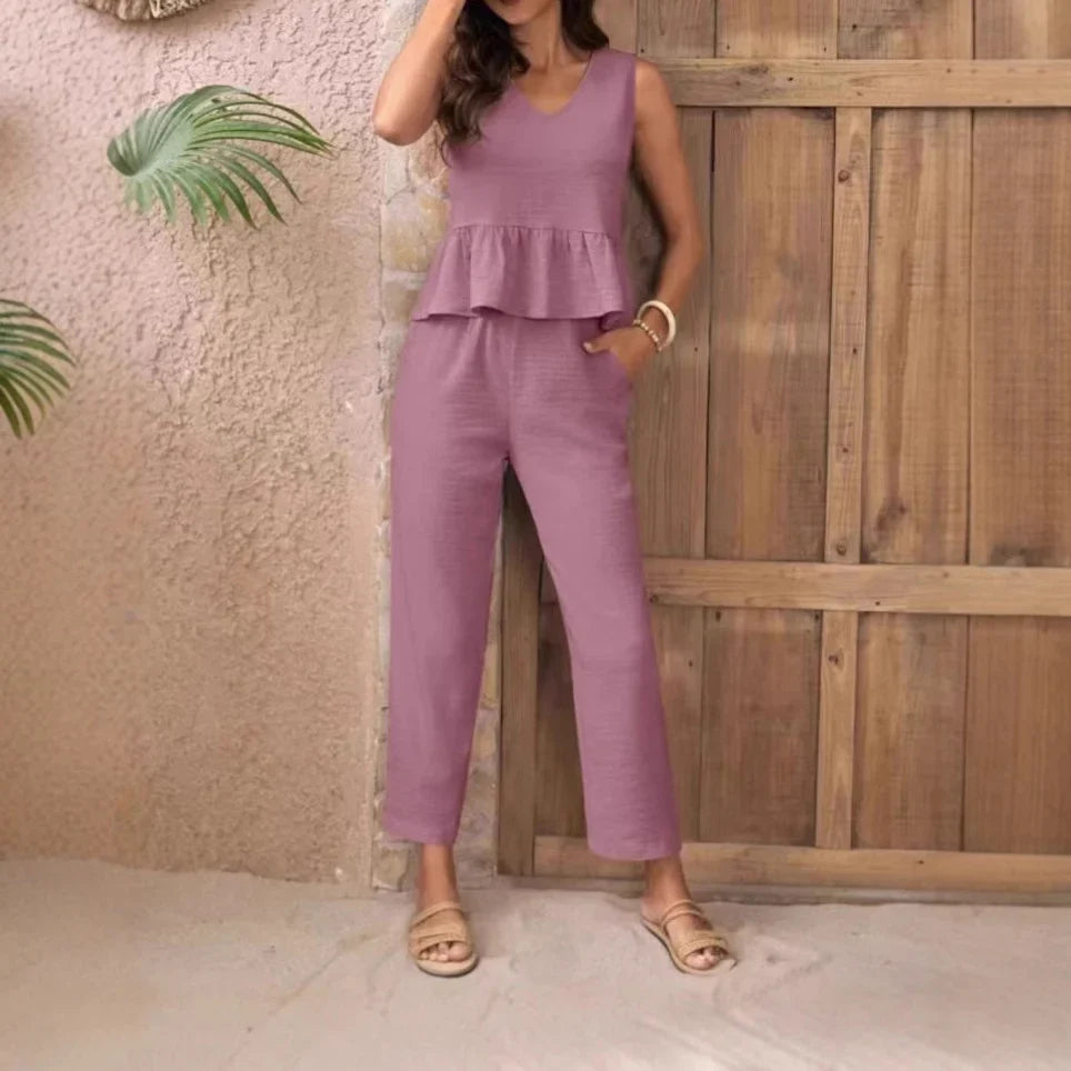 Damen Eleganter Jumpsuit mit modernen Raffungen und lässigem Schnitt Heidi-Mode
