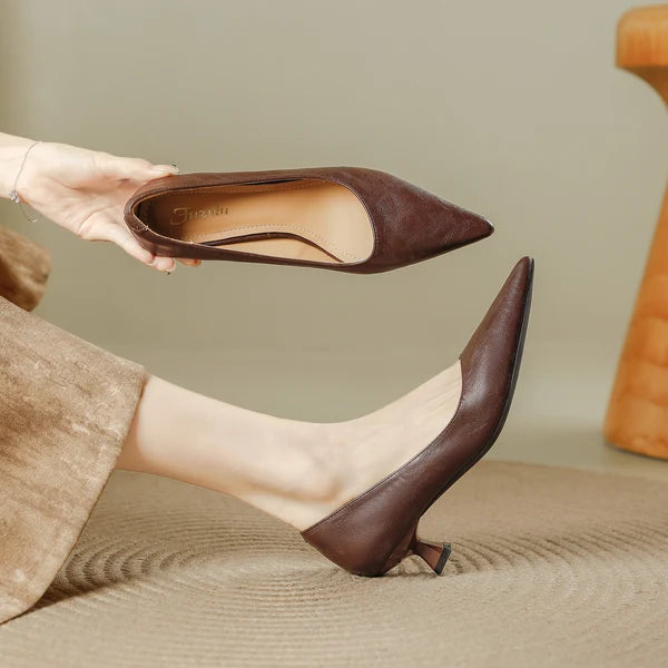 Französische Pumps mit spitzer Zehenpartie