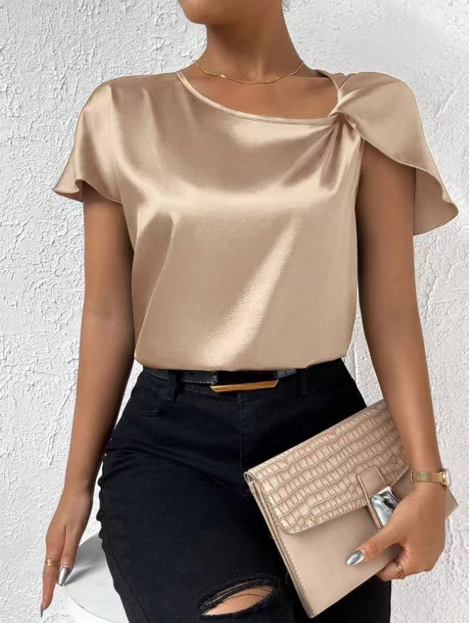 Damen Elegantes Top mit asymmetrischem Schnitt und feinem Glanz