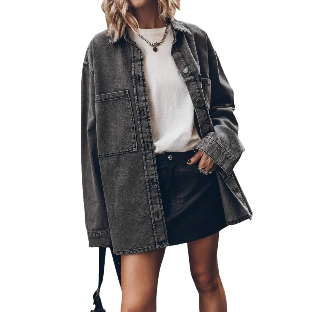 Damen Oversized Jeanshemd