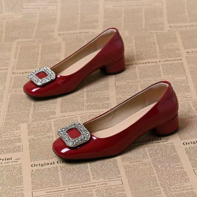 Vintage-Lederschuhe für Damen mit Strasssteinen