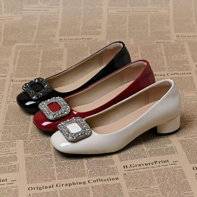 Vintage-Lederschuhe für Damen mit Strasssteinen