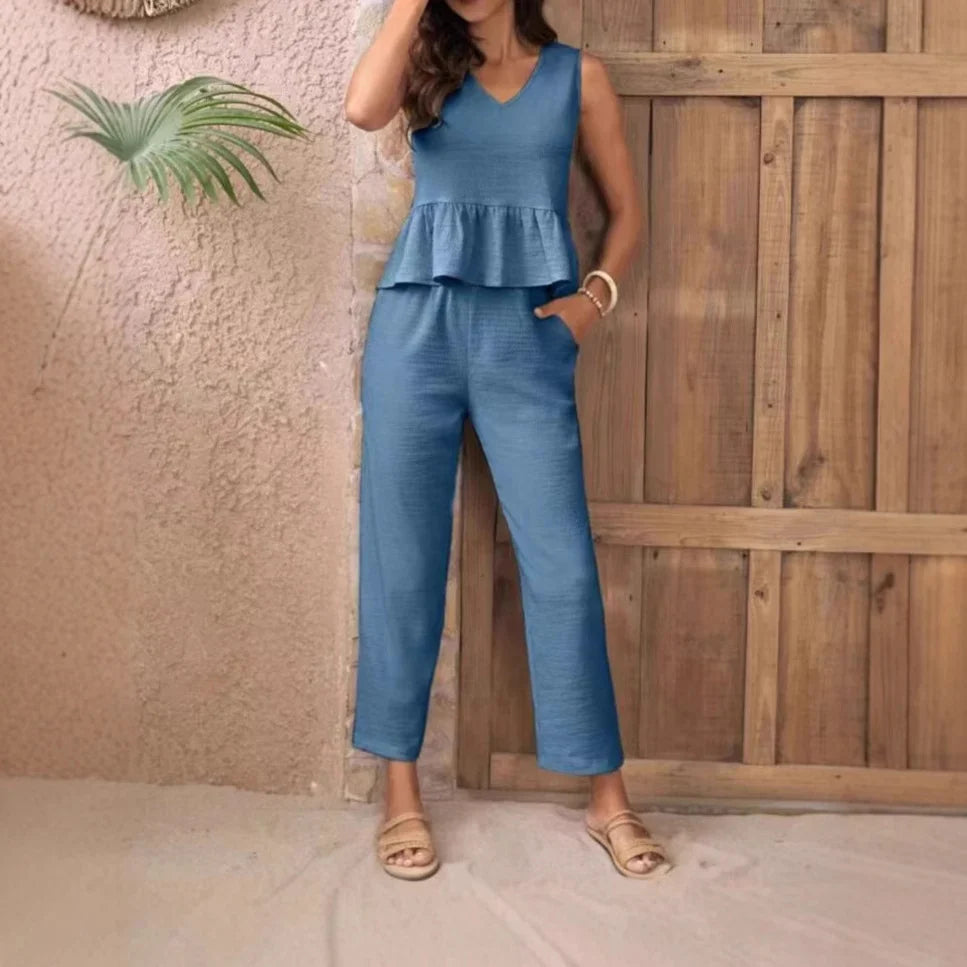 Damen Eleganter Jumpsuit mit modernen Raffungen und lässigem Schnitt Heidi-Mode