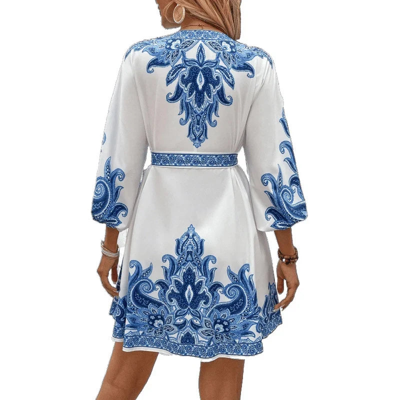 Damen Besticktes A-Linien Mini Kleid
