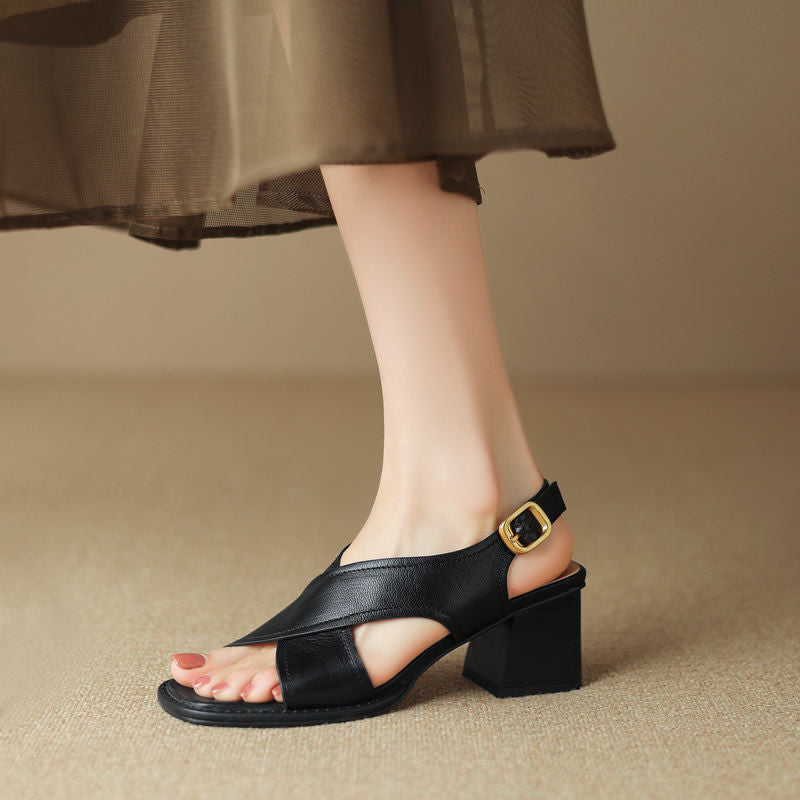Damen-Sandaletten mit hohem Absatz und offener Zehenpartie