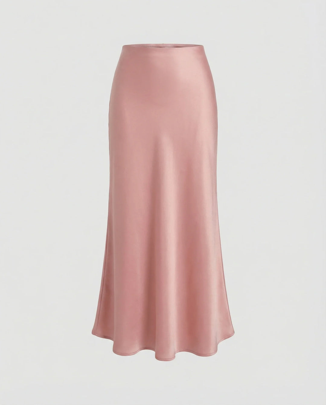 Damen Satin-Midirock mit fließendem Schnitt und hohem Bund