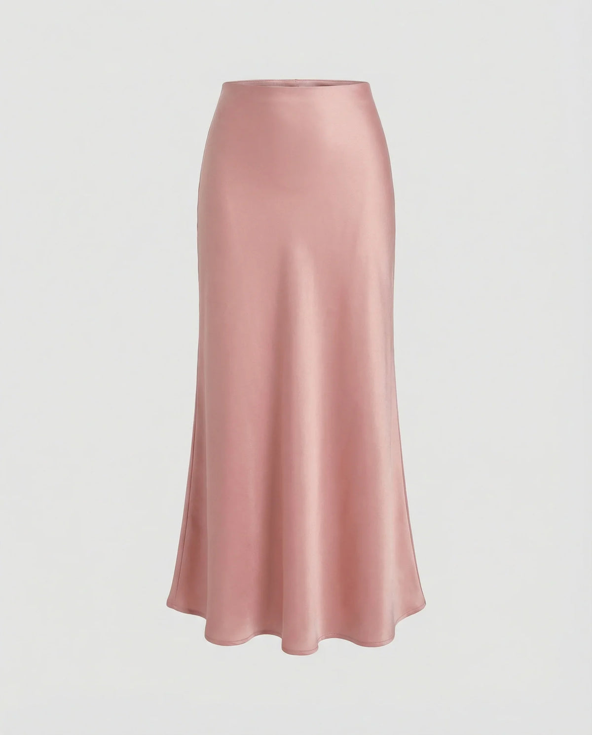 Damen Satin-Midirock mit fließendem Schnitt und hohem Bund