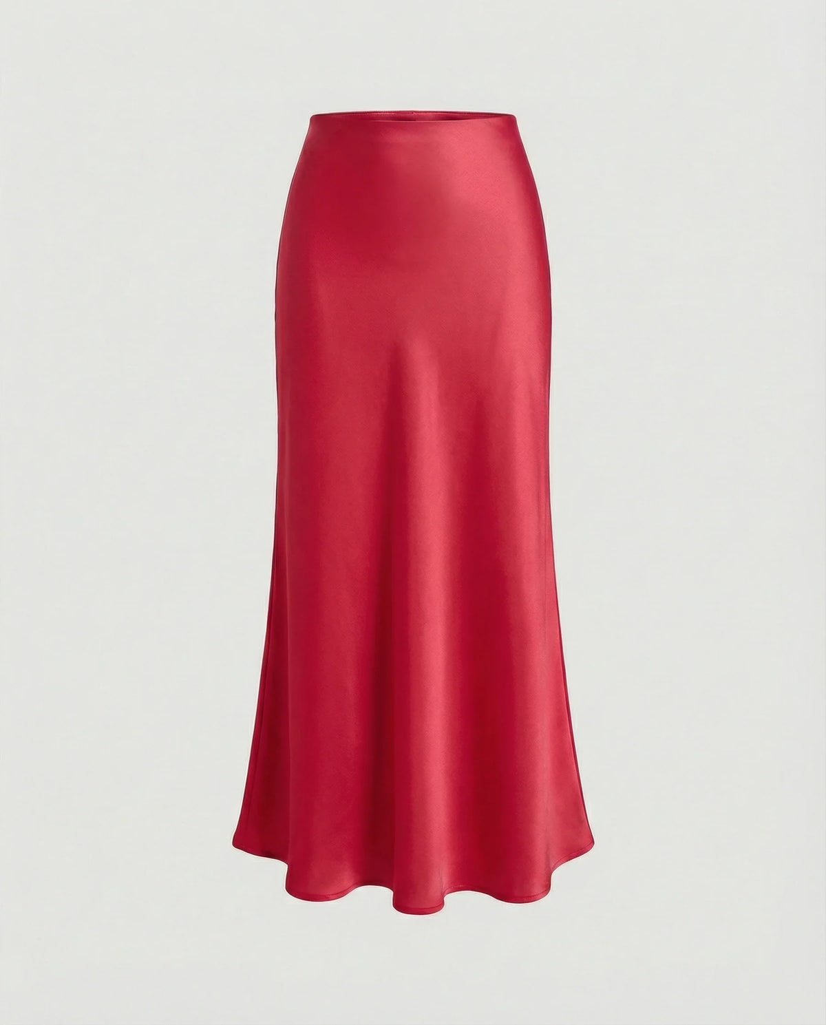 Damen Satin-Midirock mit fließendem Schnitt und hohem Bund
