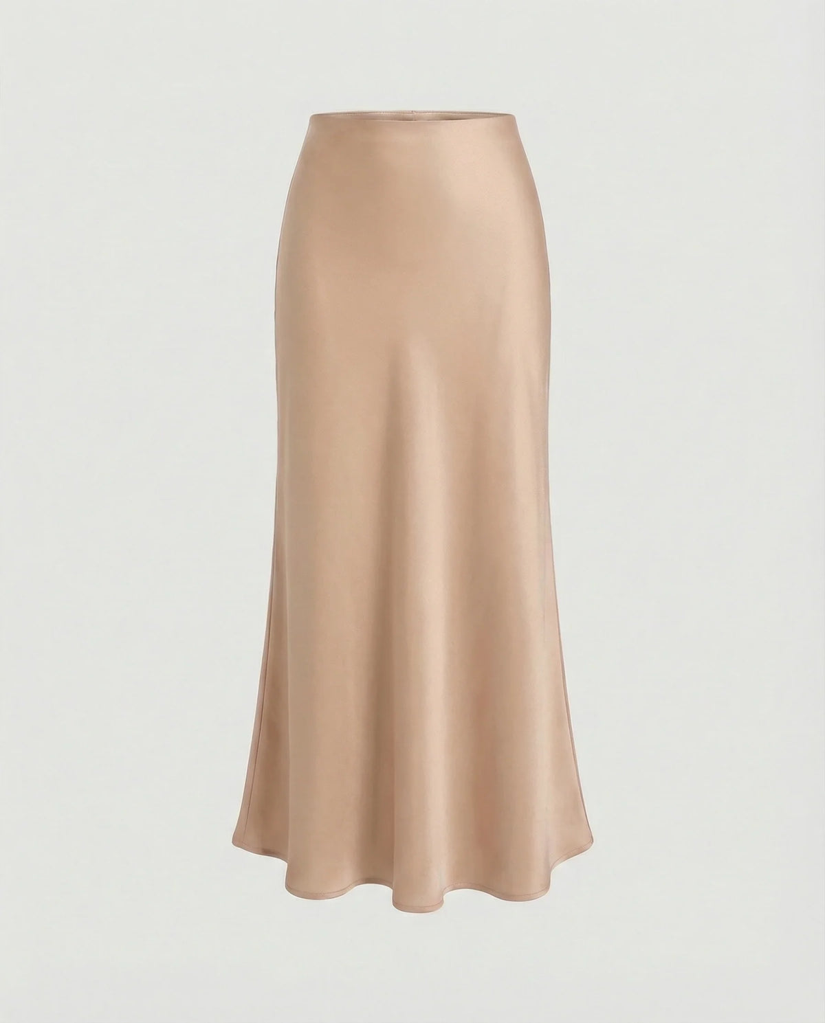 Damen Satin-Midirock mit fließendem Schnitt und hohem Bund