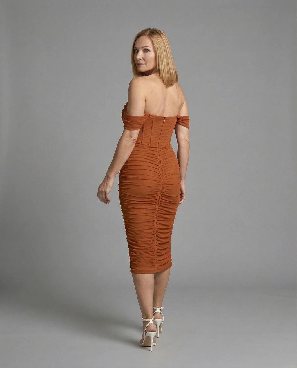 Damen Bardot Midikleid figurbetont
