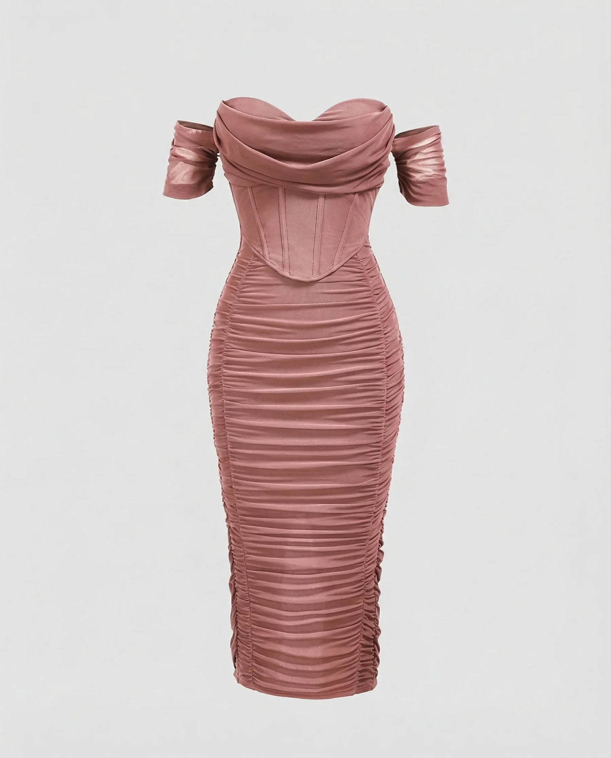 Damen Bardot Midikleid figurbetont