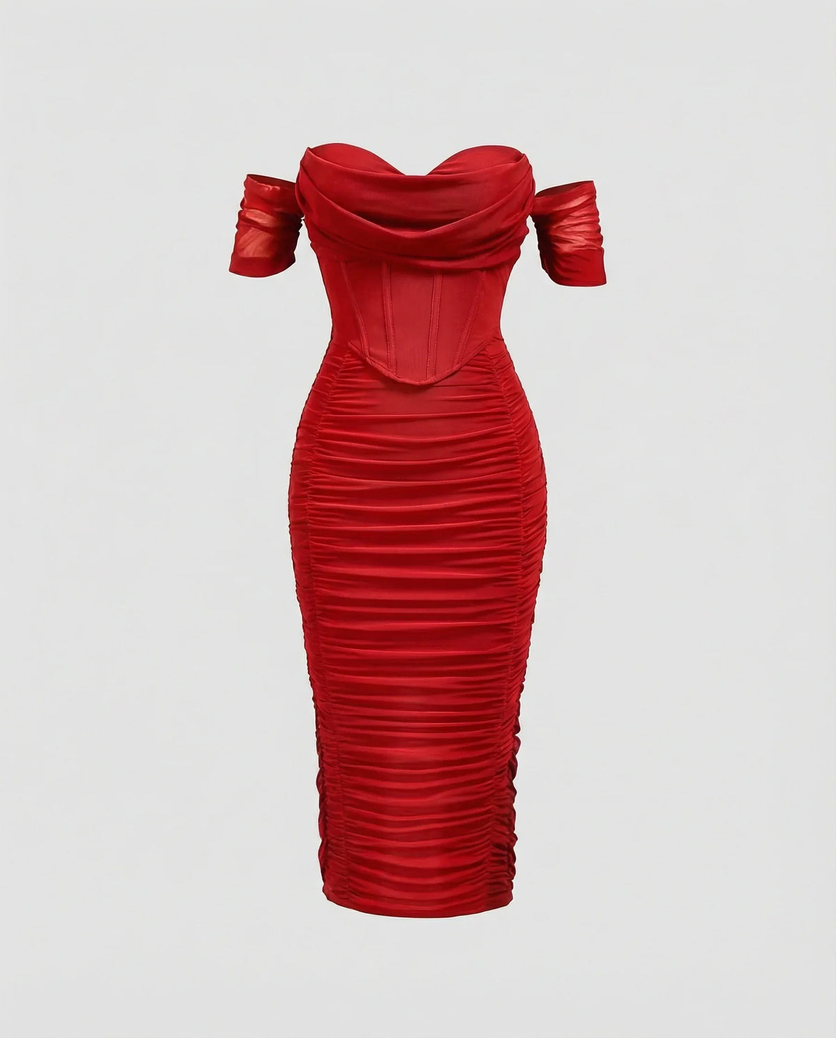 Damen Bardot Midikleid figurbetont