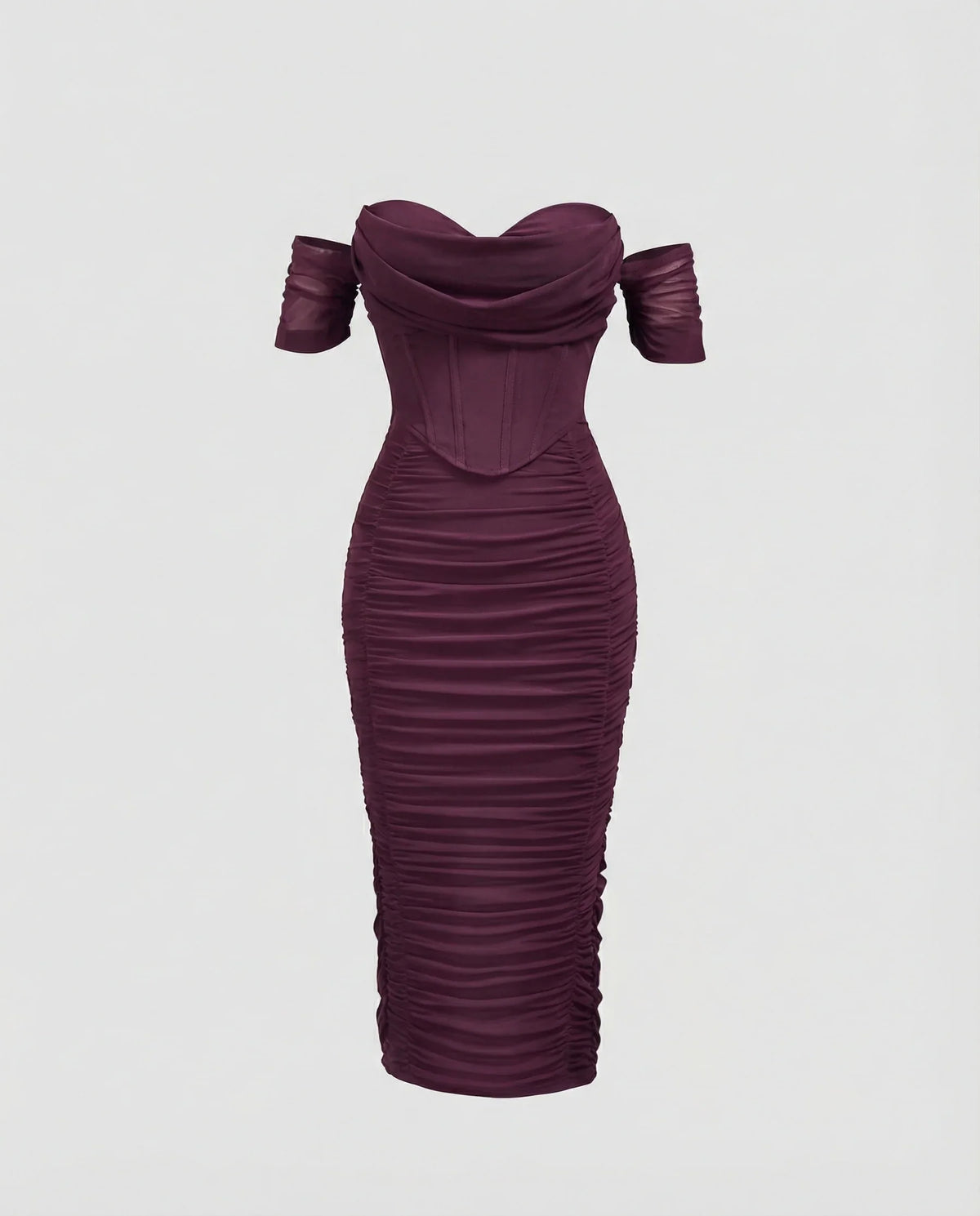 Damen Bardot Midikleid figurbetont