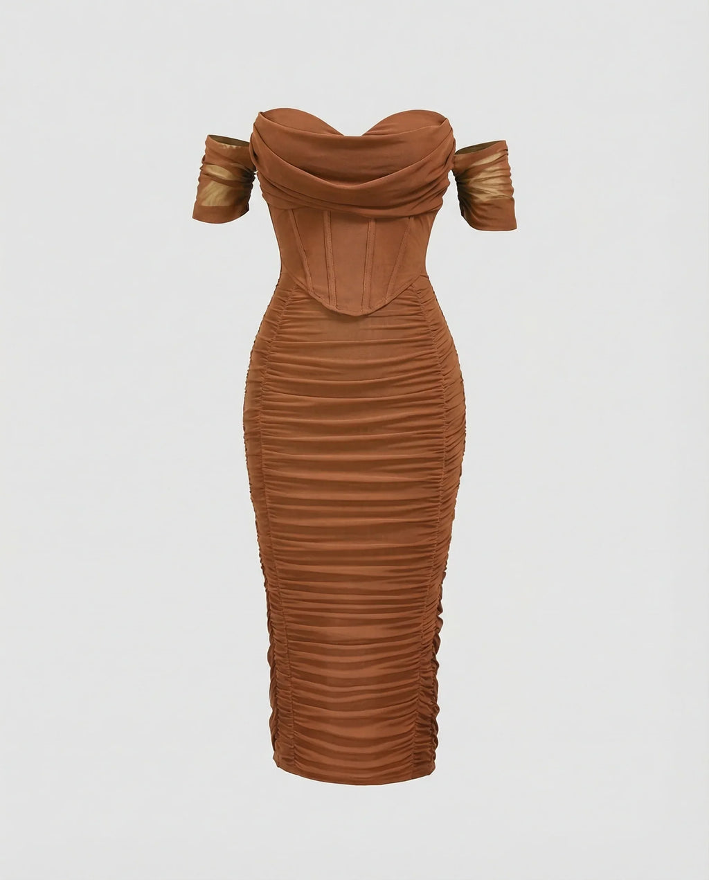 Damen Bardot Midikleid figurbetont