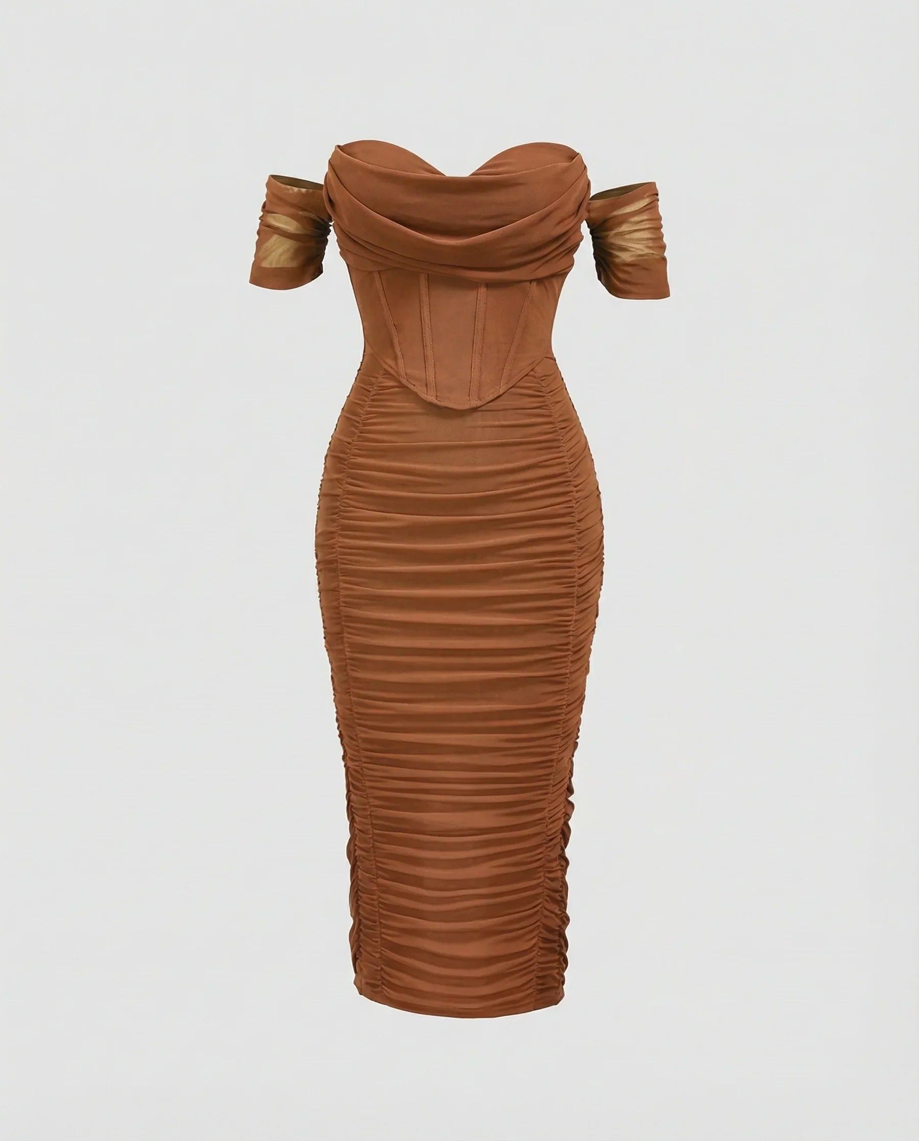 Damen Bardot Midikleid figurbetont