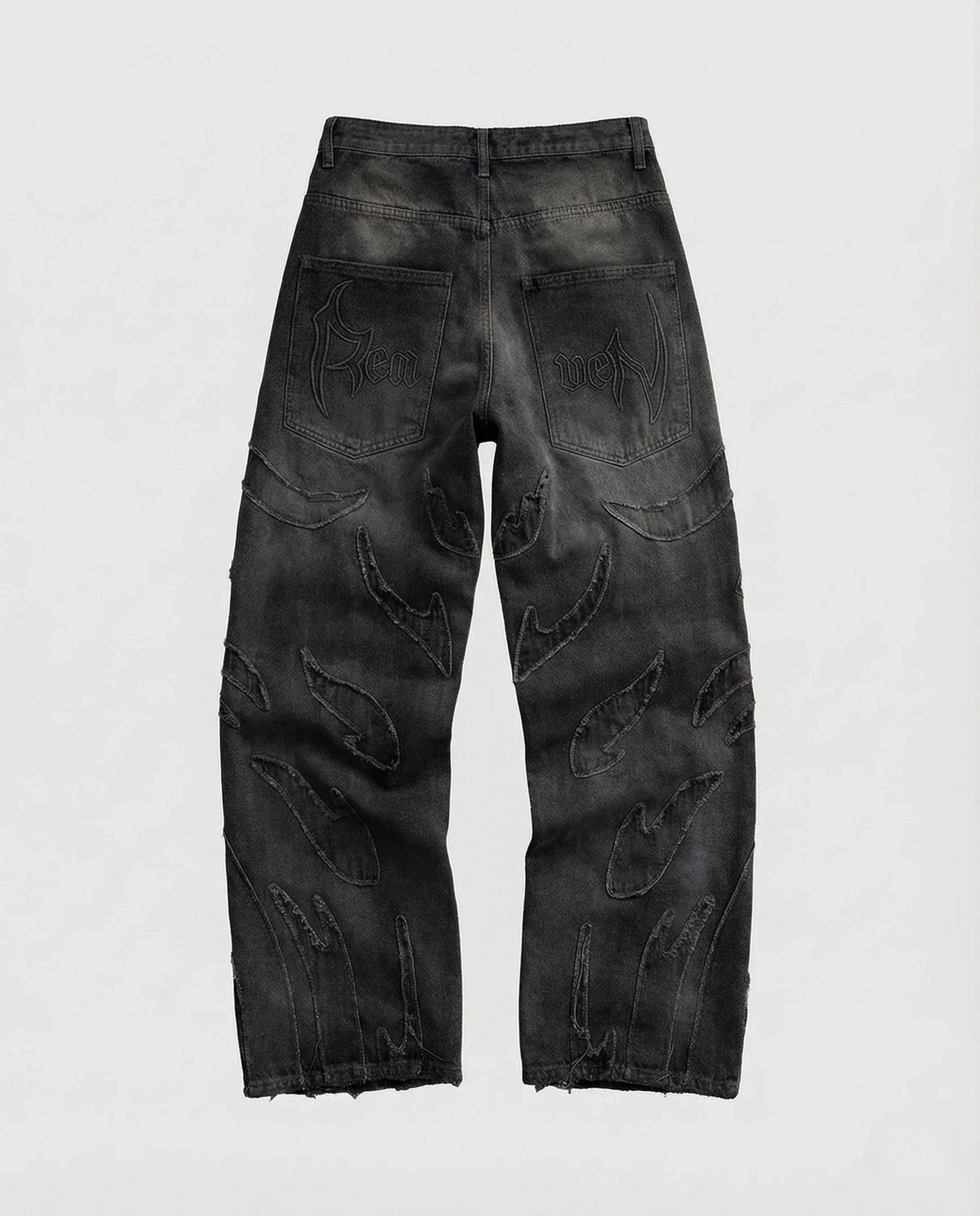 Unisex Destroy Jeans weit mit Cutouts und Fransen