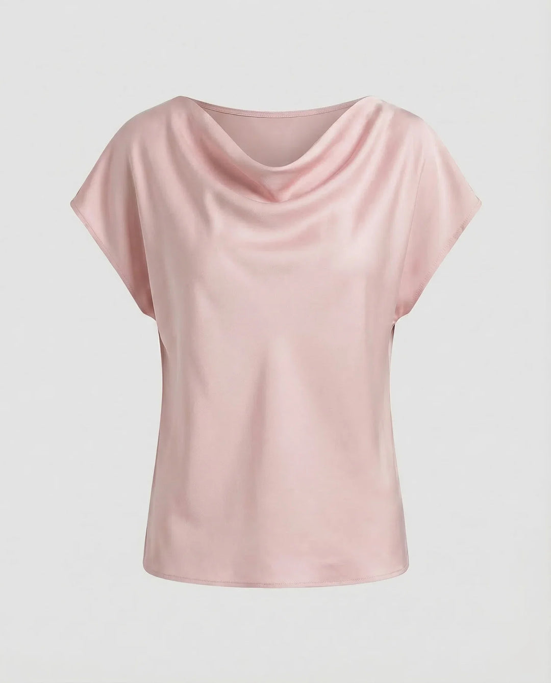 Damen Satinbluse Wasserfallkragen