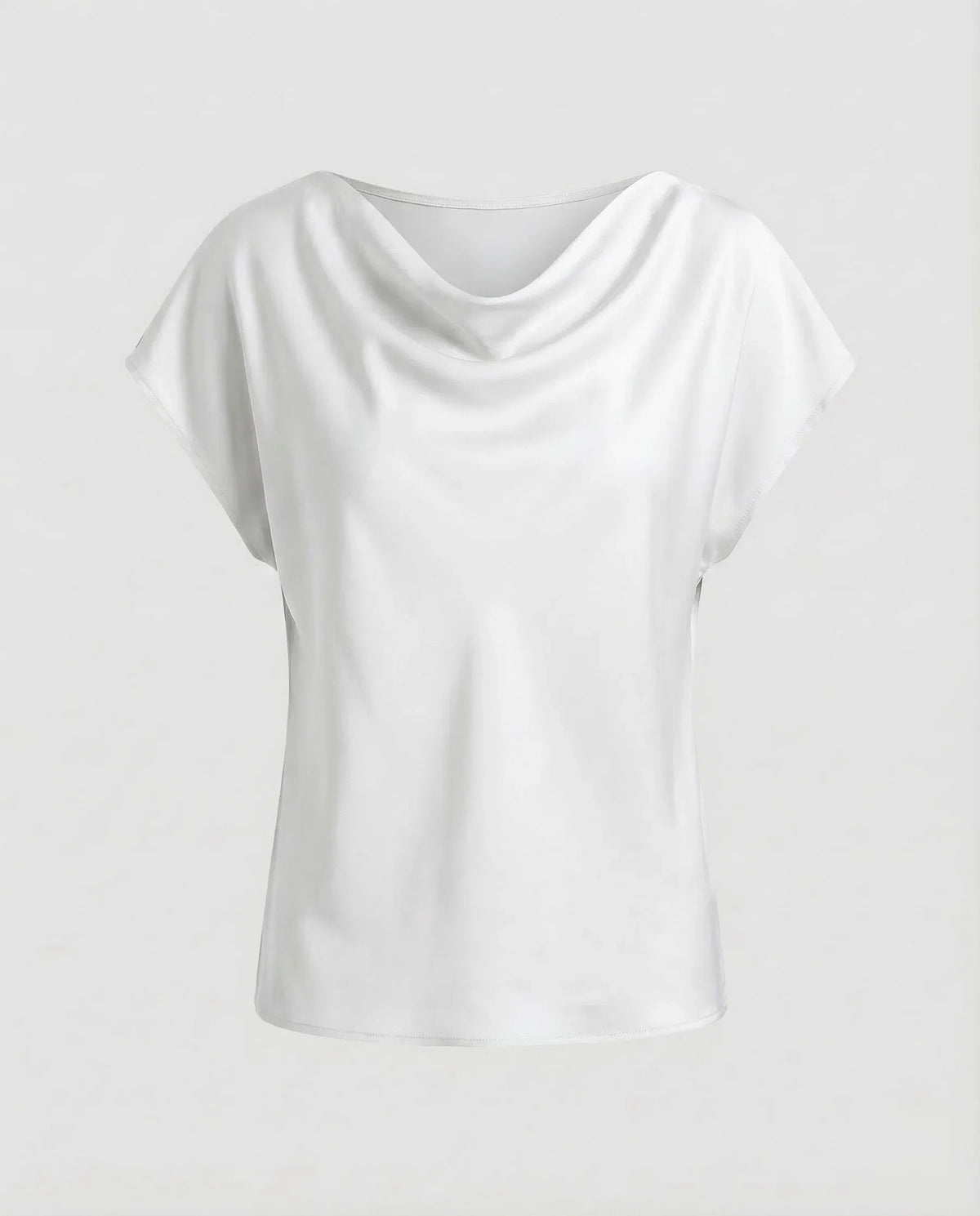 Damen Satinbluse Wasserfallkragen