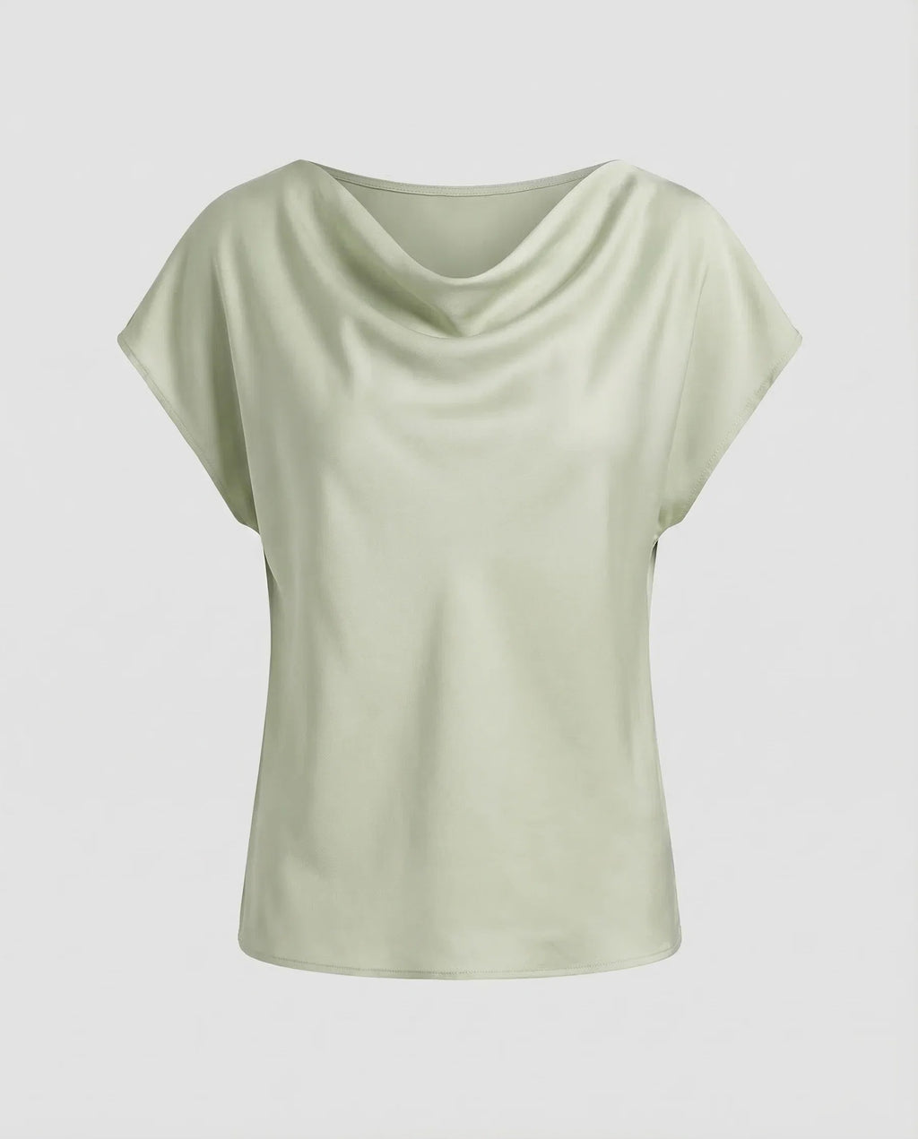 Damen Satinbluse Wasserfallkragen