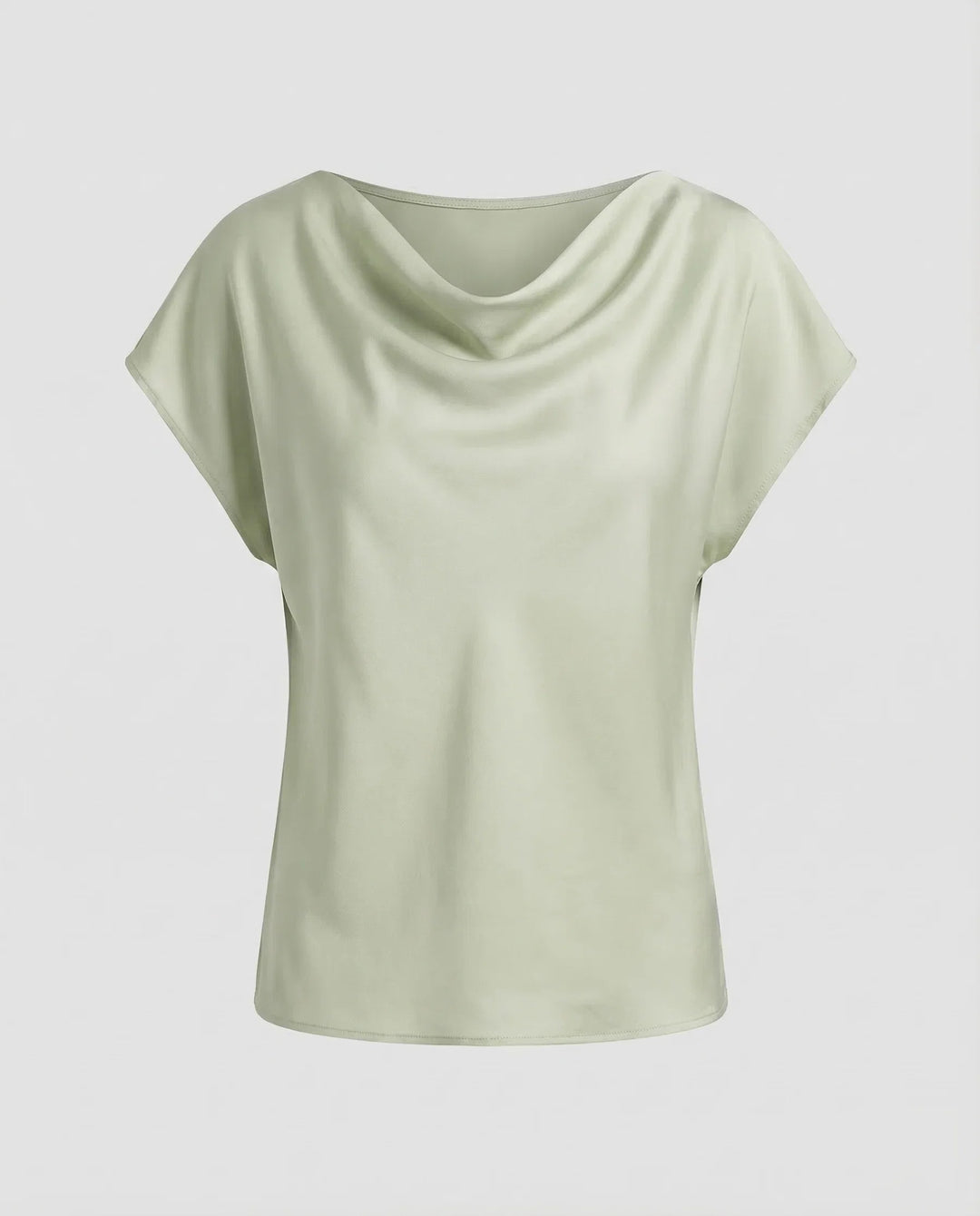 Damen Satinbluse Wasserfallkragen