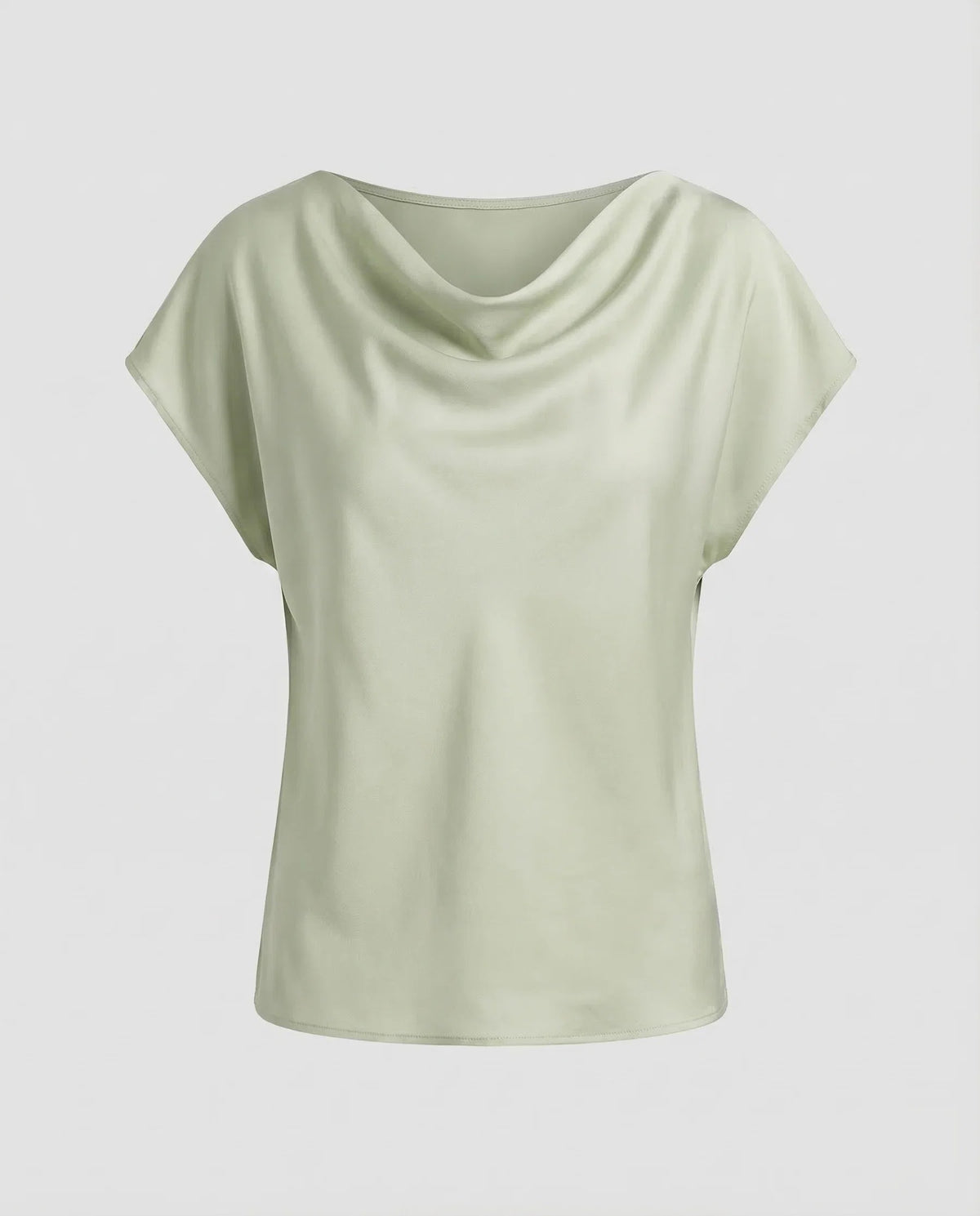 Damen Satinbluse Wasserfallkragen