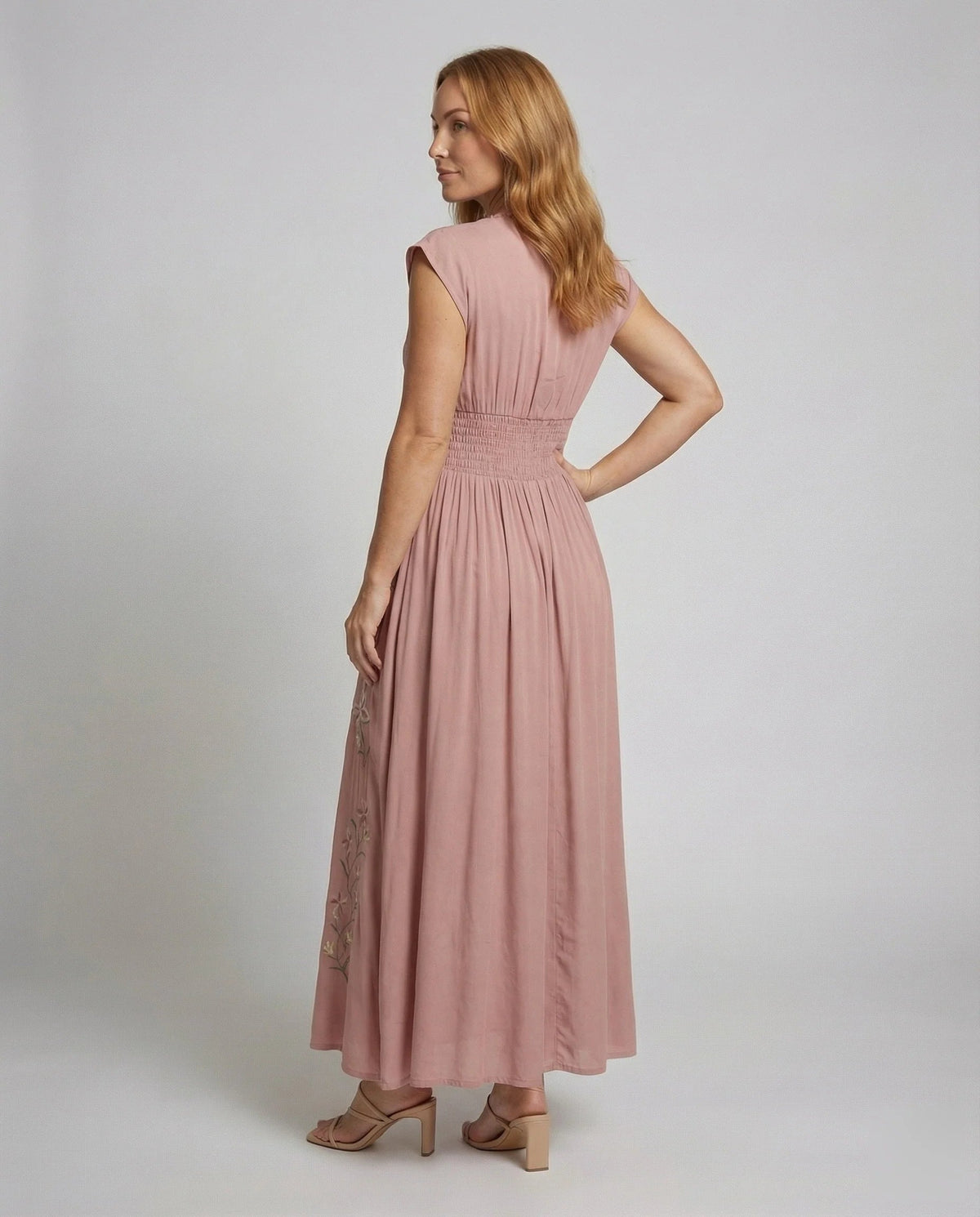 Damen besticktes Strand-Maxikleid
