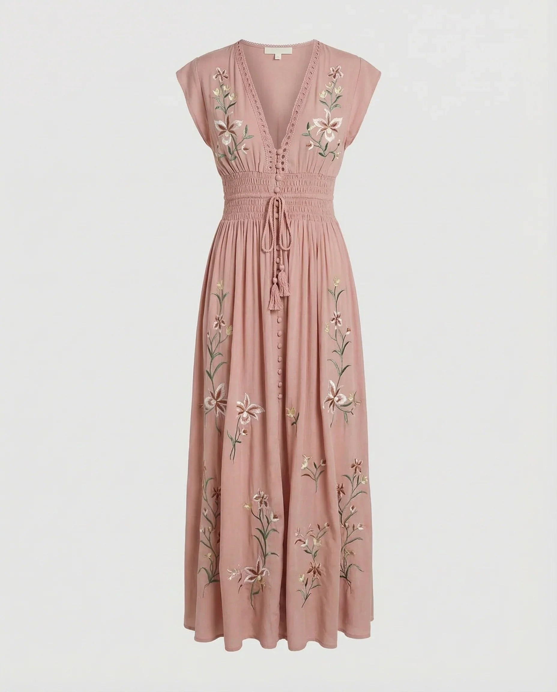 Damen besticktes Strand-Maxikleid