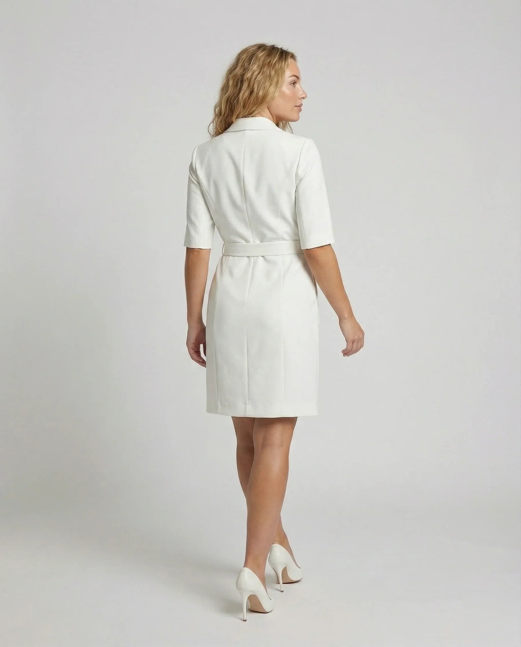 Damen Professionelle Integrierter-Gürtel Blazerkleid