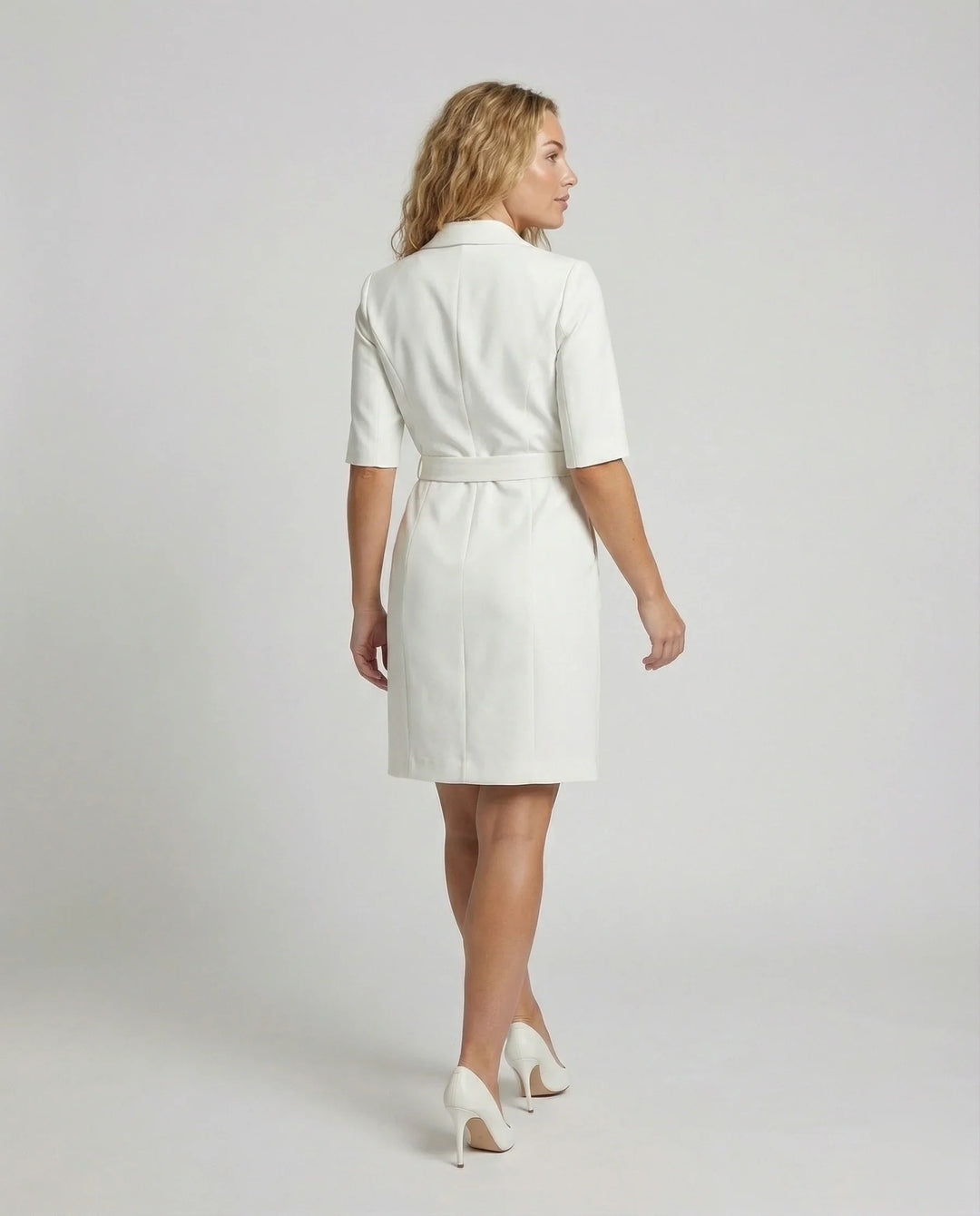 Damen Professionelle Integrierter-Gürtel Blazerkleid