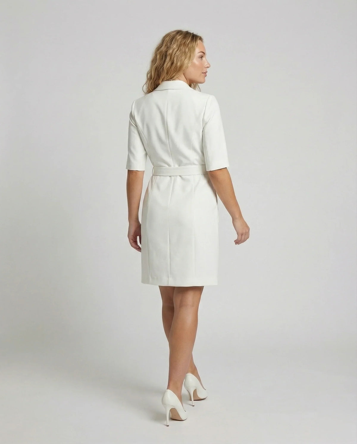 Damen Professionelle Integrierter-Gürtel Blazerkleid