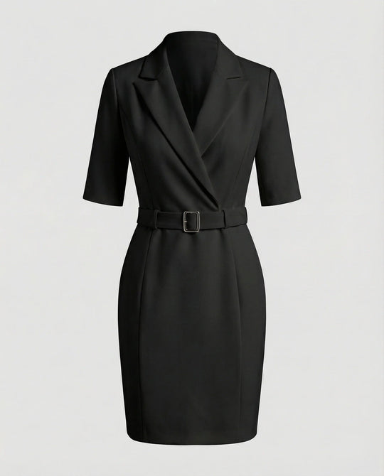 Damen Professionelle Integrierter-Gürtel Blazerkleid