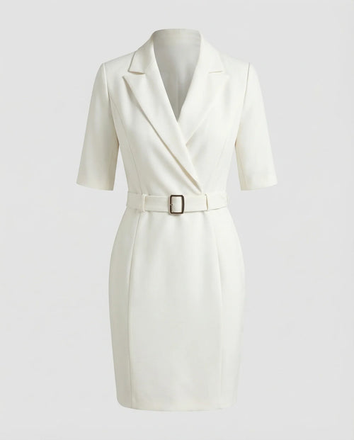Damen Professionelle Integrierter-Gürtel Blazerkleid
