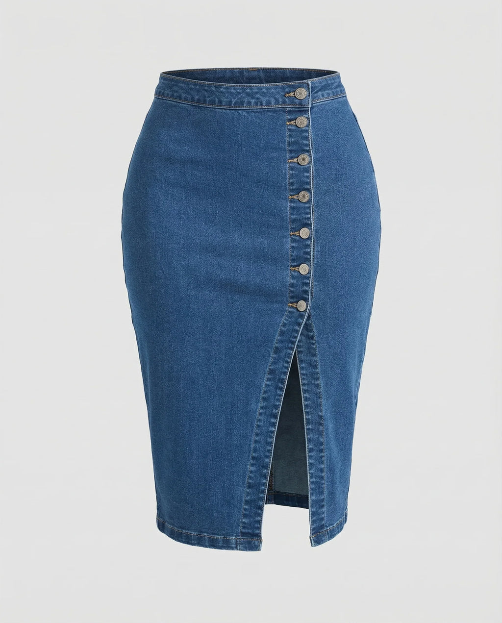 Damen Bleistift-Jeansrock Tailliert High Waist