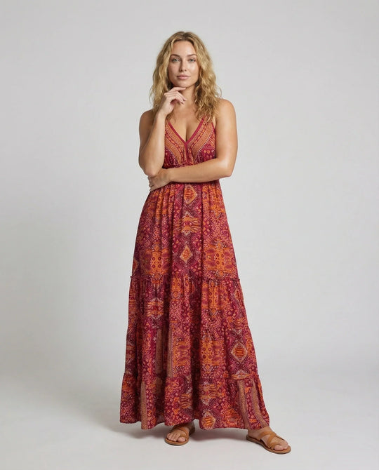 Damen Romantische Spitzen-Bustier Mischgewebe Boho-Longdress