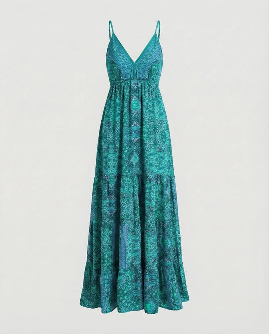 Damen Romantische Spitzen-Bustier Mischgewebe Boho-Longdress