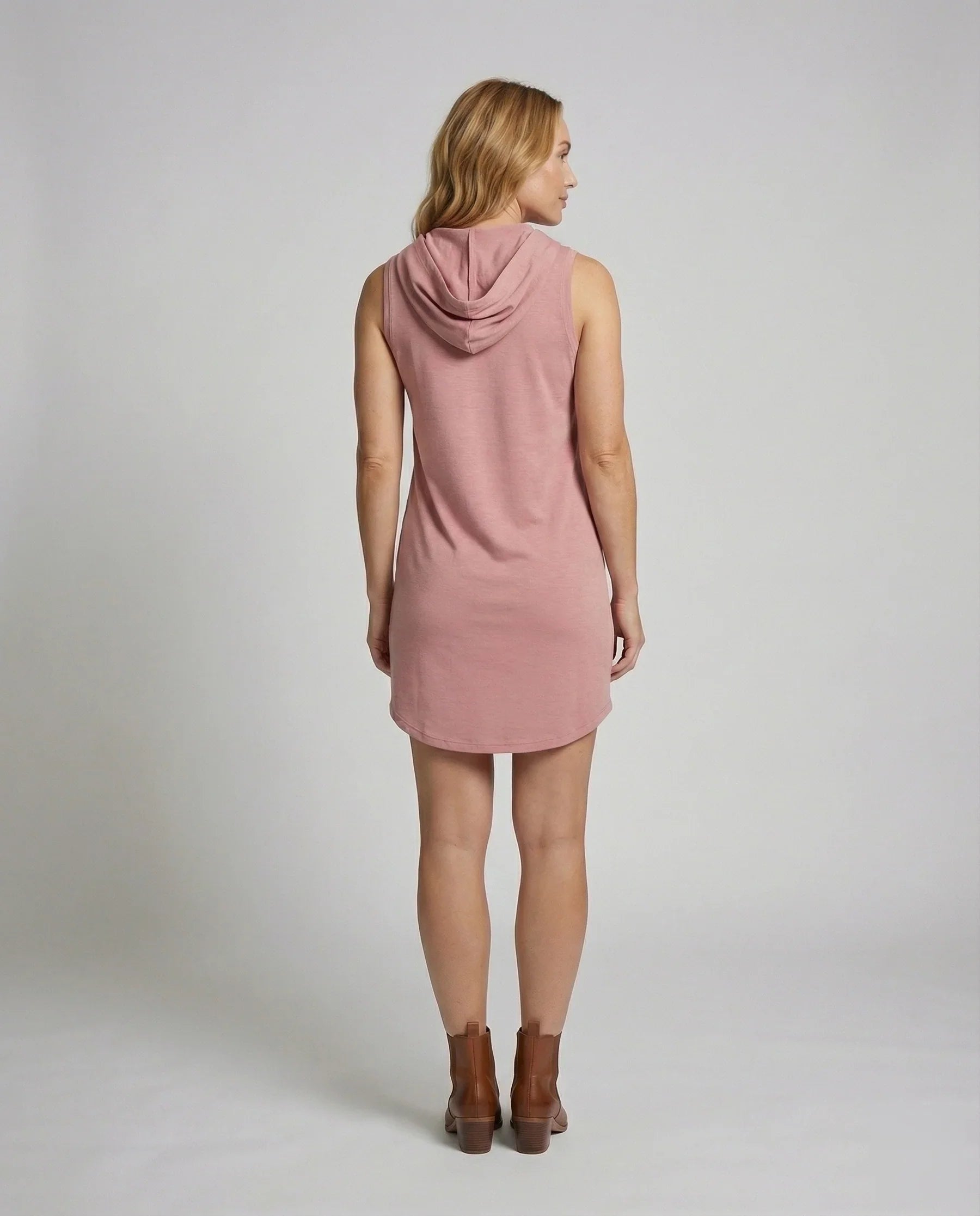 Damen Bequeme Gerundeter Saum Baumwollmischung Kapuzen-Minikleid