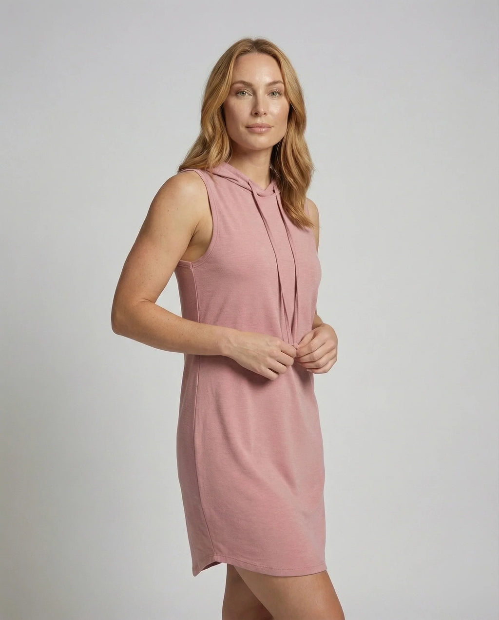 Damen Bequeme Gerundeter Saum Baumwollmischung Kapuzen-Minikleid