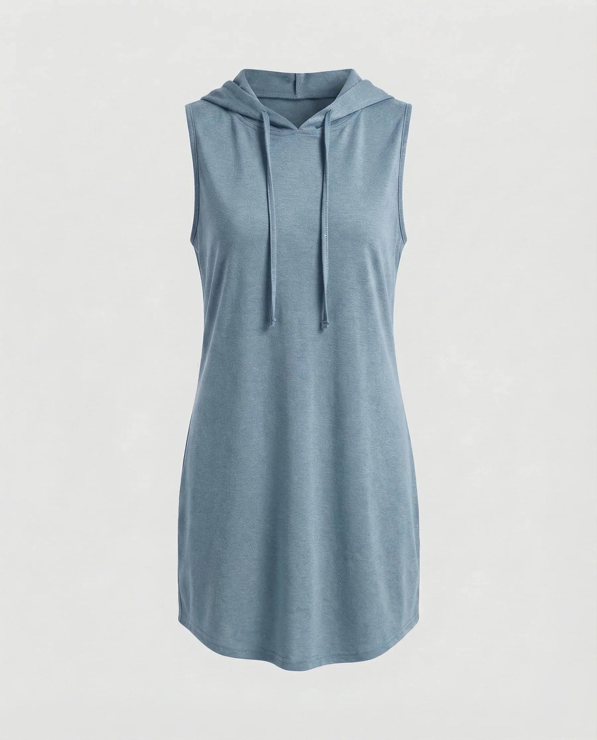 Damen Bequeme Gerundeter Saum Baumwollmischung Kapuzen-Minikleid