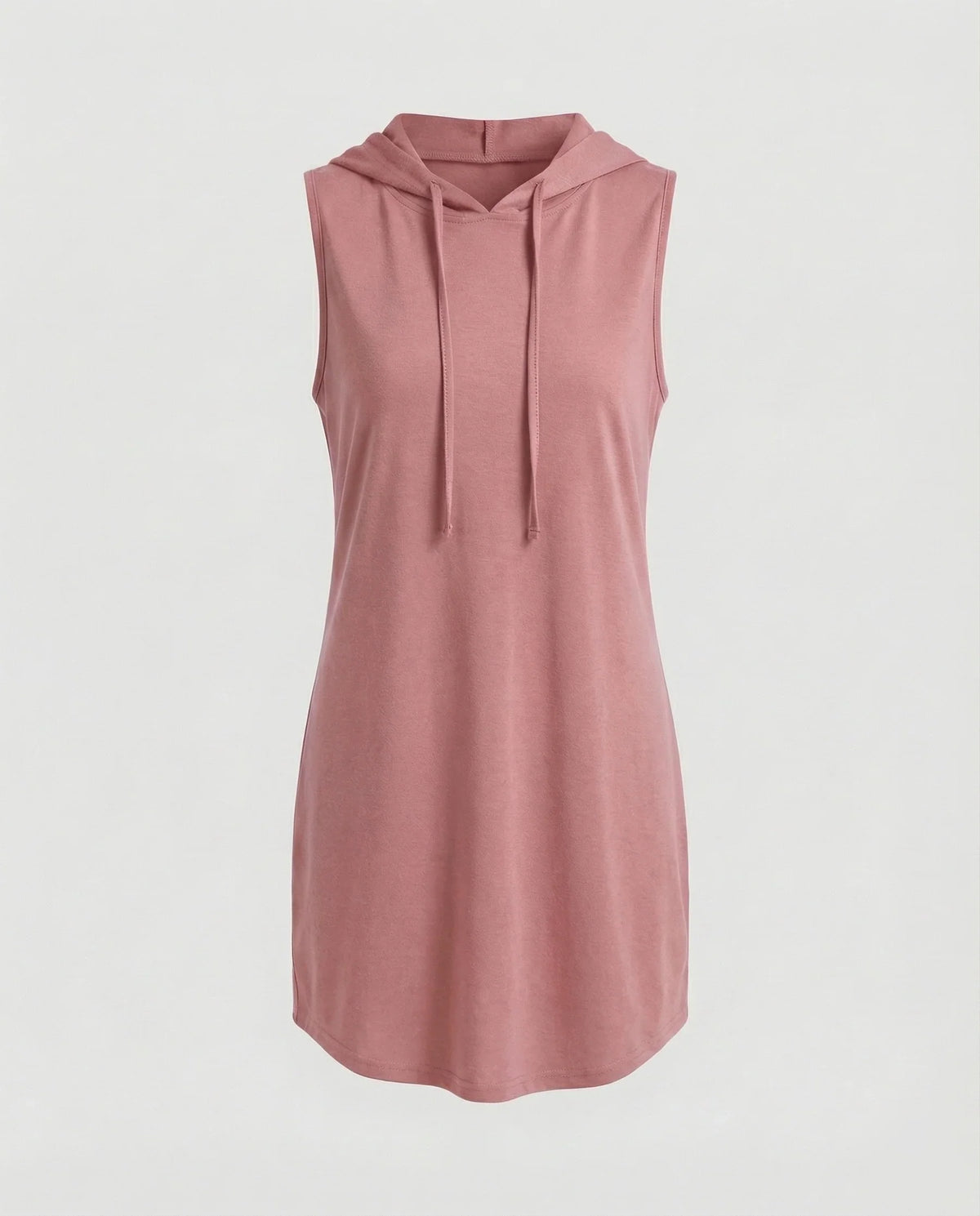 Damen Bequeme Gerundeter Saum Baumwollmischung Kapuzen-Minikleid