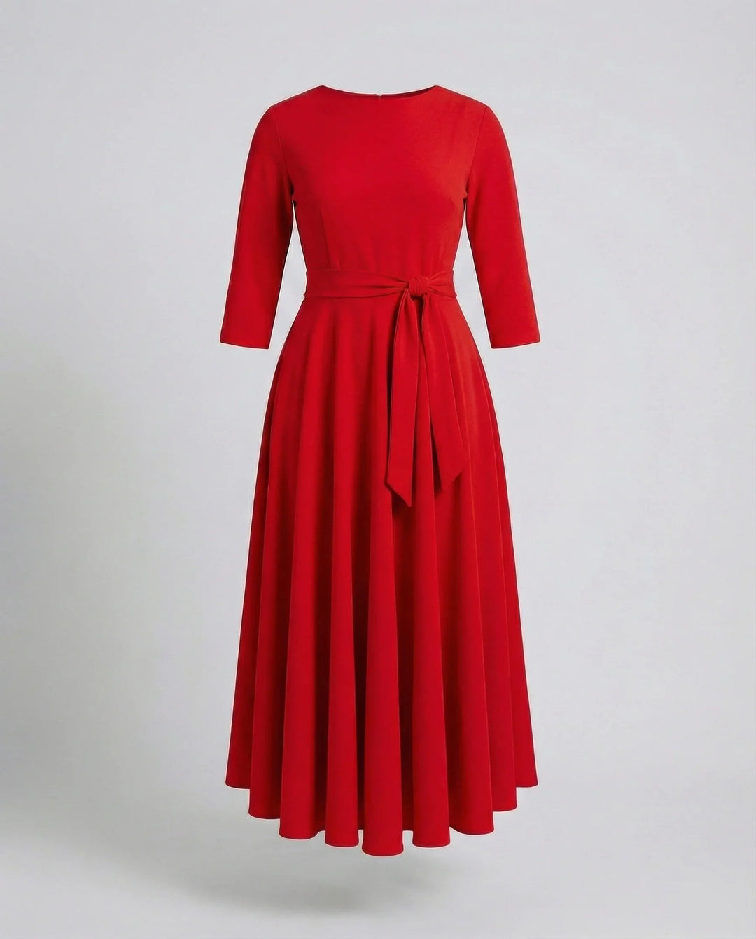 Damen Jersey-Kleid Knöchellang Knoten-Gürtel Taschen
