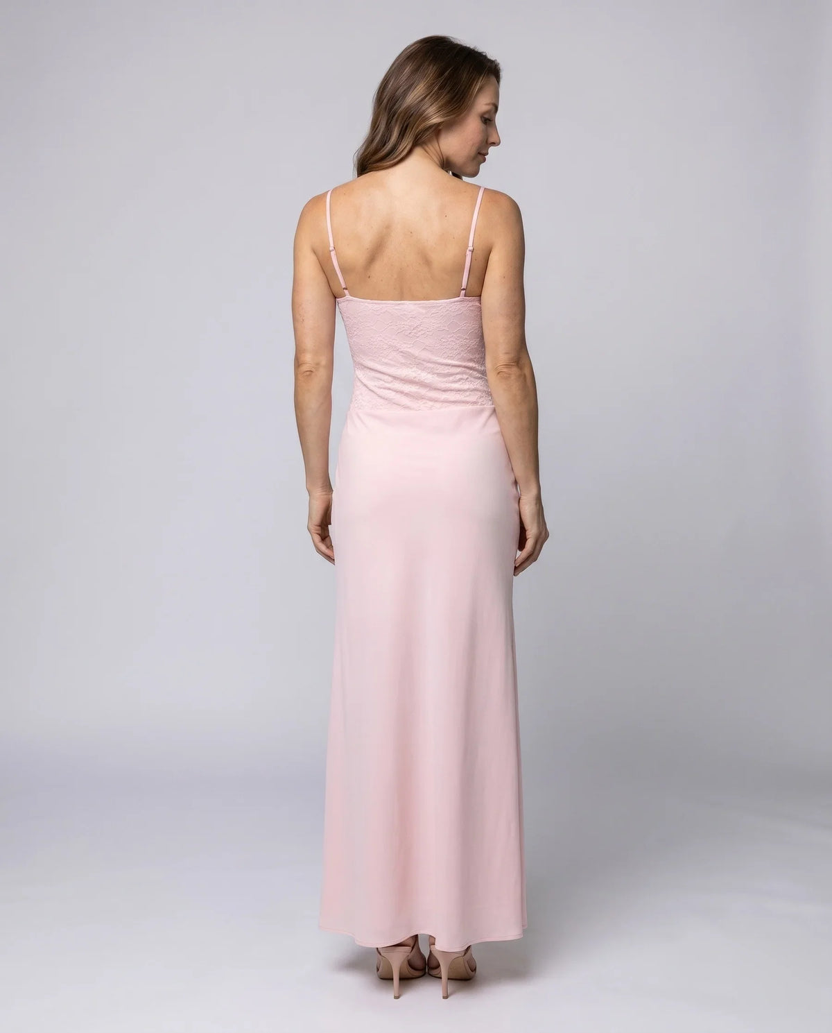Damen Elegantes Maxikleid mit drapiertem Oberteil und zarten Spaghettiträgern