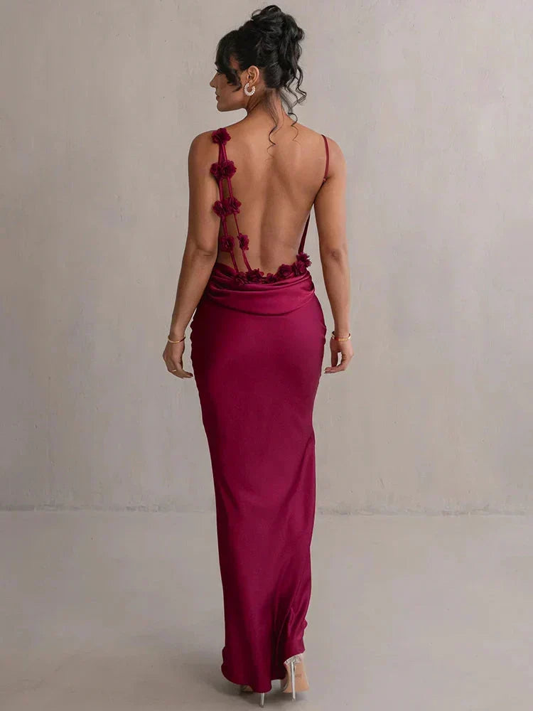 Satin Kleid mit Blumen