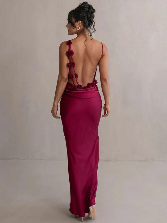 Satin Kleid mit Blumen